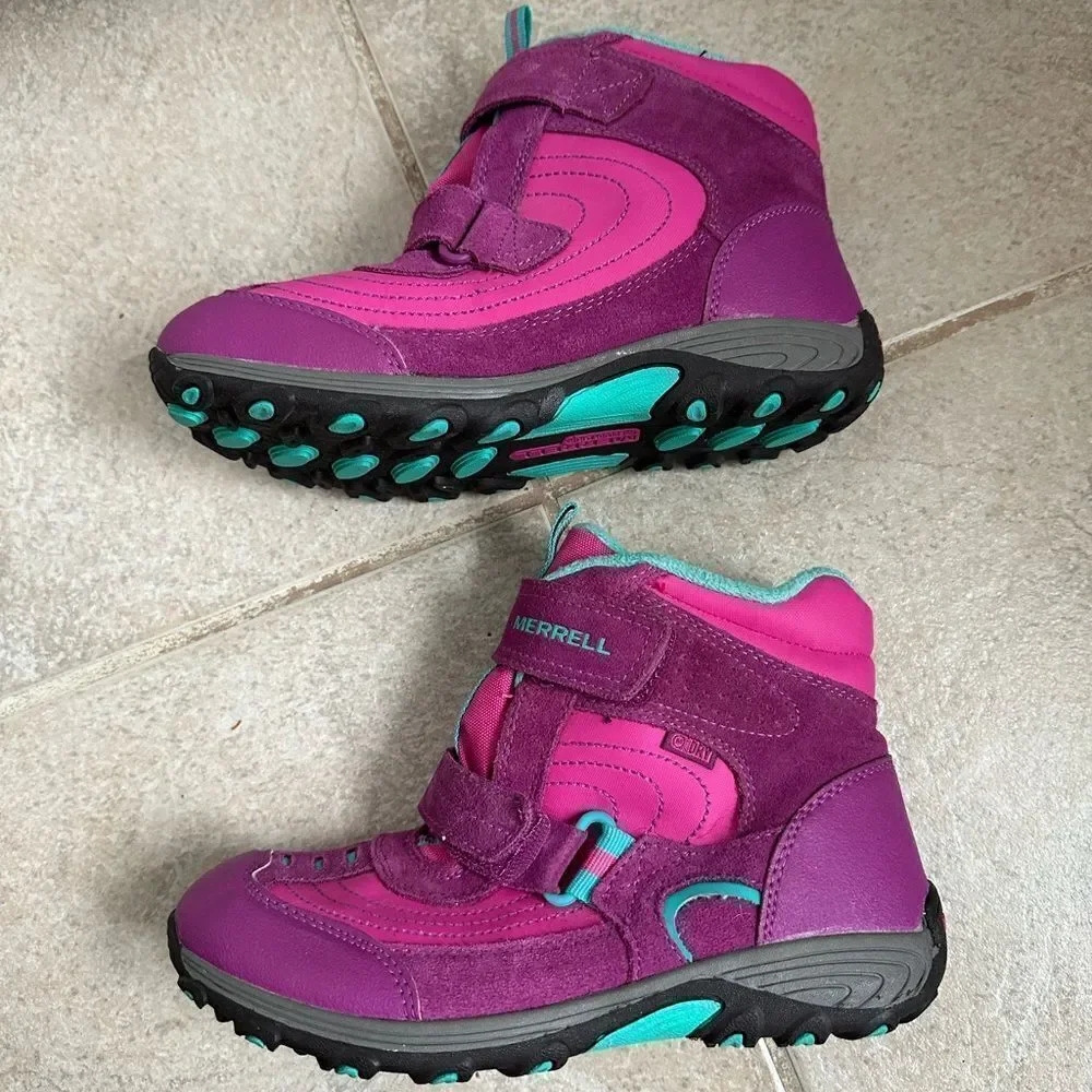 Merrell Girls‎ Moab Polar Mid Strap 2.0 Pink shoes Waterproof Snow Boots size 5